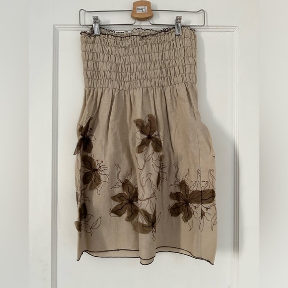 Festival ready!, boho, strapless mini dress, with appliqué flowers, so cute!! - Picture 1 of 5